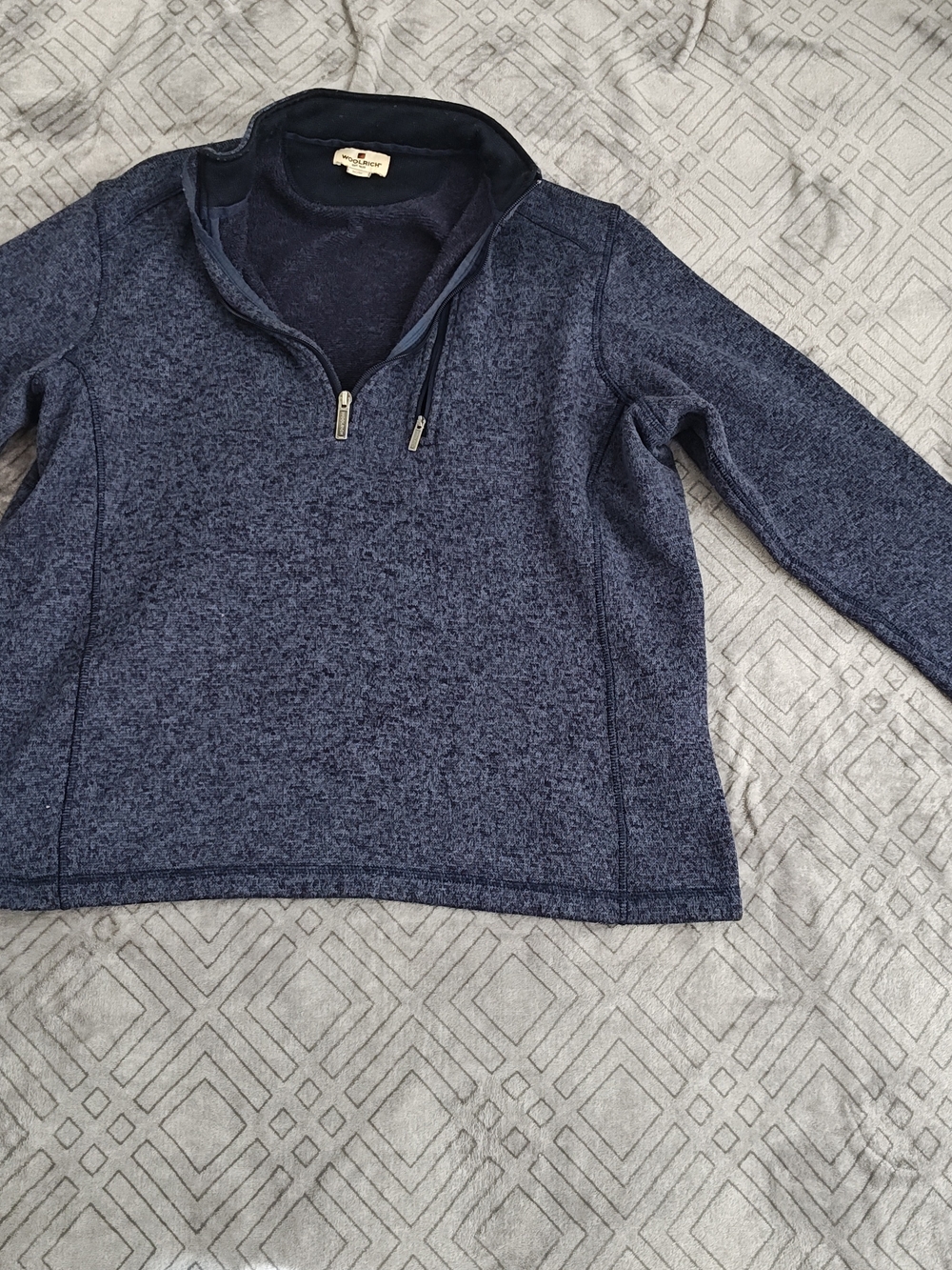 Woolrich Navy Knit Crewneck Quarter Zip Pullover Size XL